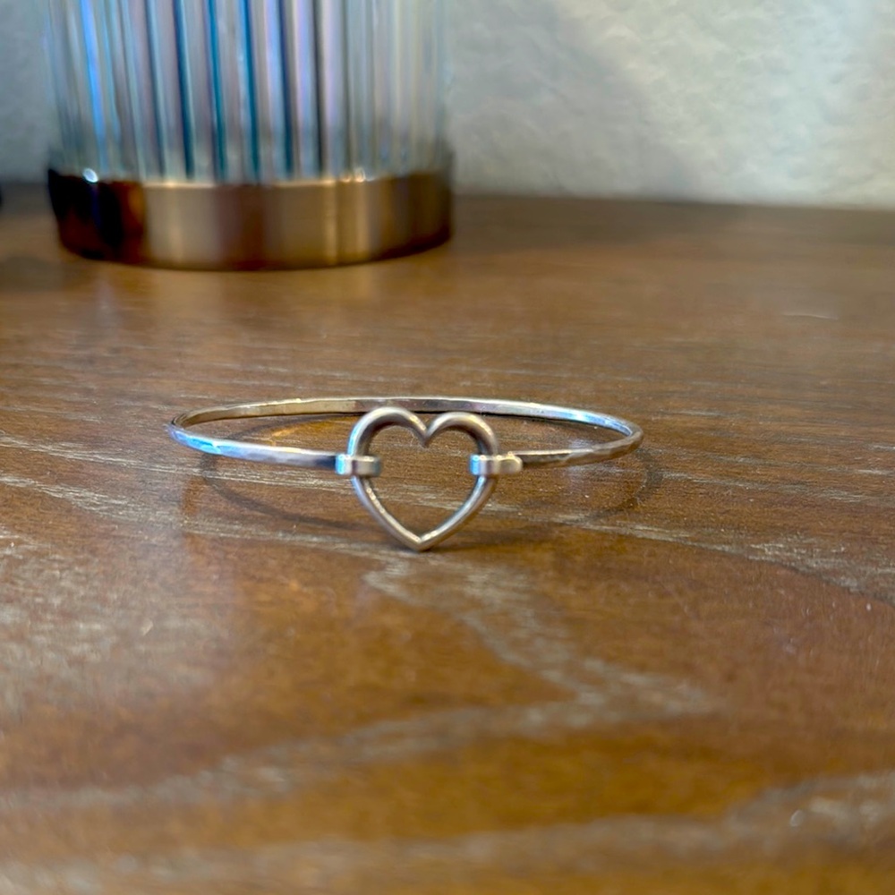 Retired hammered Silver Heart Bracelet